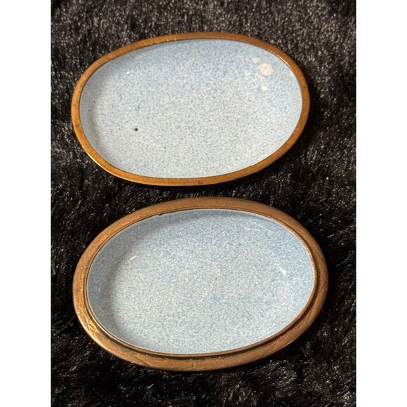 Hand-Painted Enamel Oval Trinket Dish With Cat & Flowers Design Lid - Picture 4 of 7